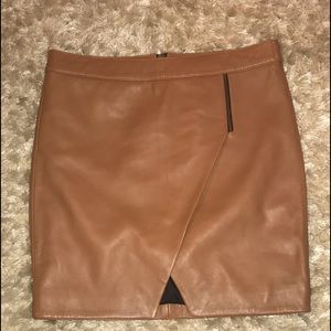 Michelle Mason Lambskin Skirt, Sz 4, color Carmel